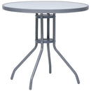 havebord 80 cm stål og glas lysegrå