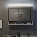 badeværelsesskab med spejl + LED 80x15x60 cm MDF hvid