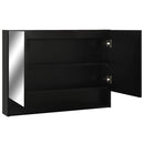 badeværelsesskab med spejl + LED 80x15x60 cm MDF sort