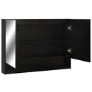badeværelsesskab med spejl + LED 80x15x60 cm MDF sort