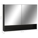 badeværelsesskab med spejl + LED 80x15x60 cm MDF sort