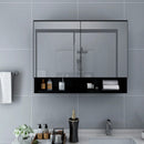 badeværelsesskab med spejl + LED 80x15x60 cm MDF sort