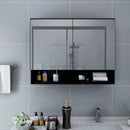 badeværelsesskab med spejl + LED 80x15x60 cm MDF sort