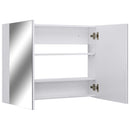 badeværelsesskab med spejl + LED 80x15x60 cm MDF hvid