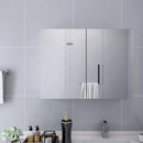 badeværelsesskab med spejl + LED 80x15x60 cm MDF hvid