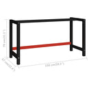 stel til arbejdsbænk 150x57x79 cm metal sort og rød