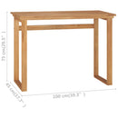 skrivebord 100x45x75 cm massivt teaktræ