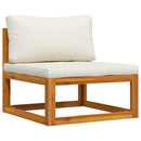 sofasæt 2 dele med cremehvide hynder massivt akacietræ