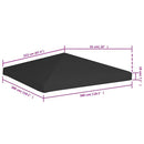 pavillontopdække 3x3 m 270 g/m² sort