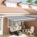 Markiseramme med LED -strimmellys Hvid 350 x 250 cm Aluminium