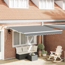 Markiseramme med LED -strimmellys Hvid 350 x 250 cm Aluminium