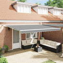 Markiseramme med LED -strimmellys Hvid 400 × 300 cm Aluminium