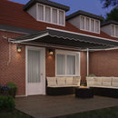Markiseramme med LED -strimmellys Hvid 500 × 300 cm Aluminium