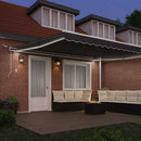 Markiseramme med LED -strimmellys Hvid 500 × 350 cm Aluminium