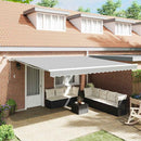 Markiseramme med LED -strimmellys Hvid 500 × 350 cm Aluminium