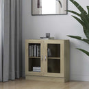 vitrineskab 82,5x30,5x80 cm konstrueret træ sonoma-eg