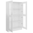 vitrineskab 82,5x30,5x150 cm konstrueret træ hvid højglans