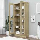 vitrineskab 82,5x30,5x185 cm konstrueret træ sonoma-eg