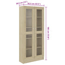 vitrineskab 82,5x30,5x185 cm konstrueret træ sonoma-eg