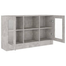 vitrineskab 120x30,5x70 cm konstrueret træ betongrå