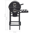 tøndegrill med hjul og hylder 115x85x95 cm stål sort