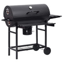 tøndegrill med hjul og hylder 115x85x95 cm stål sort