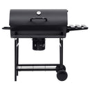 tøndegrill med hjul og hylder 115x85x95 cm stål sort