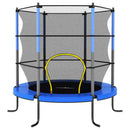 trampolinsæt med sikkerhedsnet 140x160 cm rund blå