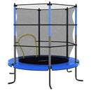 trampolinsæt med sikkerhedsnet 140x160 cm rund blå