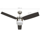 loftventilator med lys og fjernbetjening 108 cm mørkebrun
