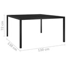 havebord 130x130x72cm stål og glas sort