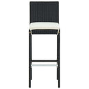 barstole til haven med hynder 2 stk. polyrattan sort