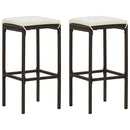 barstole med hynder 2 stk. polyrattan brun