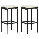 barstole med hynder 2 stk. polyrattan sort