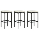 barstole med hynder 3 stk. polyrattan sort