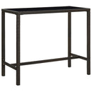 barbord til haven 130x60x110 cm polyrattan og glas brun
