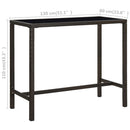 barbord til haven 130x60x110 cm polyrattan og glas brun