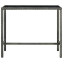 barbord til haven 130x60x110 cm polyrattan og glas grå