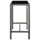 barbord til haven 130x60x110 cm polyrattan og glas grå