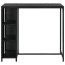 barbord med opbevaringsstativ 120x60x110 cm polyrattan sort
