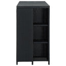 barbord med opbevaringsstativ 120x60x110 cm polyrattan sort