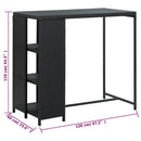 barbord med opbevaringsstativ 120x60x110 cm polyrattan sort