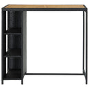 barbord med opbevaringsstativ 120x60x110 cm polyrattan sort