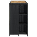 barbord med opbevaringsstativ 120x60x110 cm polyrattan sort