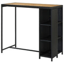 barbord med opbevaringsstativ 120x60x110 cm polyrattan sort