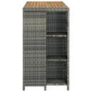 barbord med opbevaringsstativ 120x60x110 cm polyrattan grå