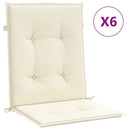 stolehynde m. lav ryg 6 stk. 100x50x3 cm oxfordstof cremefarvet