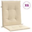 stolehynde m. lav ryg 6 stk. 100x50x3 cm oxfordstof beige