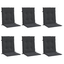 stolehynde m. lav ryg 6 stk. 100x50x3 cm oxfordstof sort