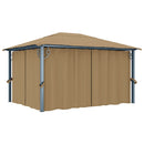 pavillon med gardin 400x300 cm aluminium gråbrun